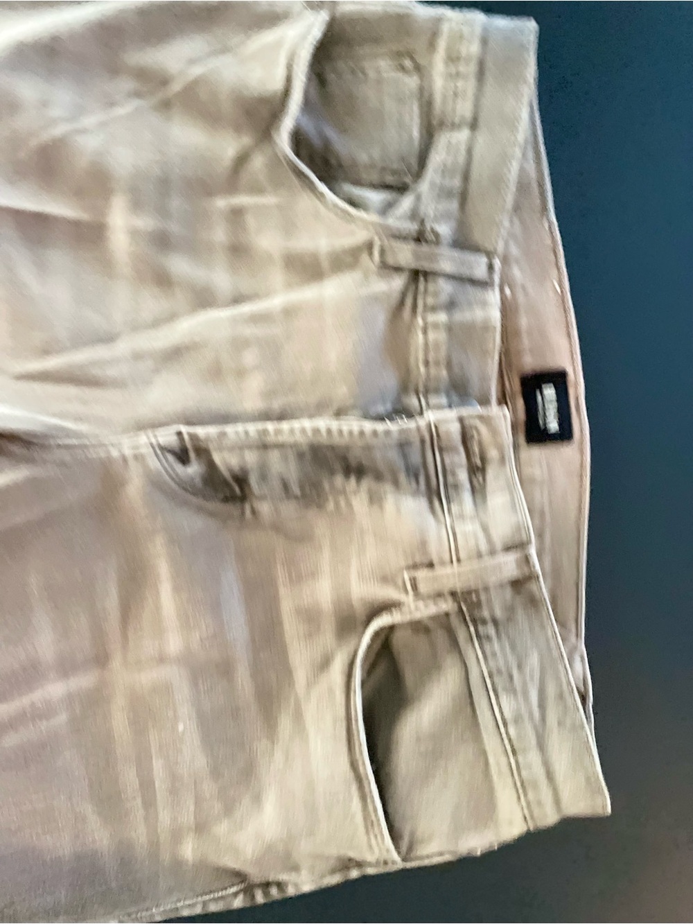 Mens Hudson Sartor slouchy, slim Khaki Tan denim button fly sz 32/34